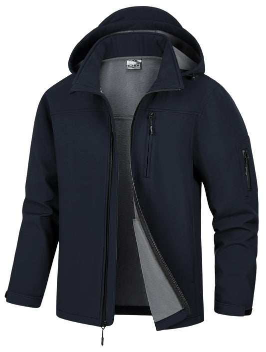 CTFASHION Tactical Jacket Mens Softshell Military Fleece Lined Soft Shell Winter Lightweight Waterproof Coats Outwear Navy 3X-Large
